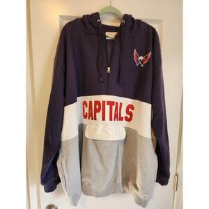 Fanatics NHL Washington Capitals 1/4 Zip Pullover Hoodie Sweatshirt New Mens 4XL